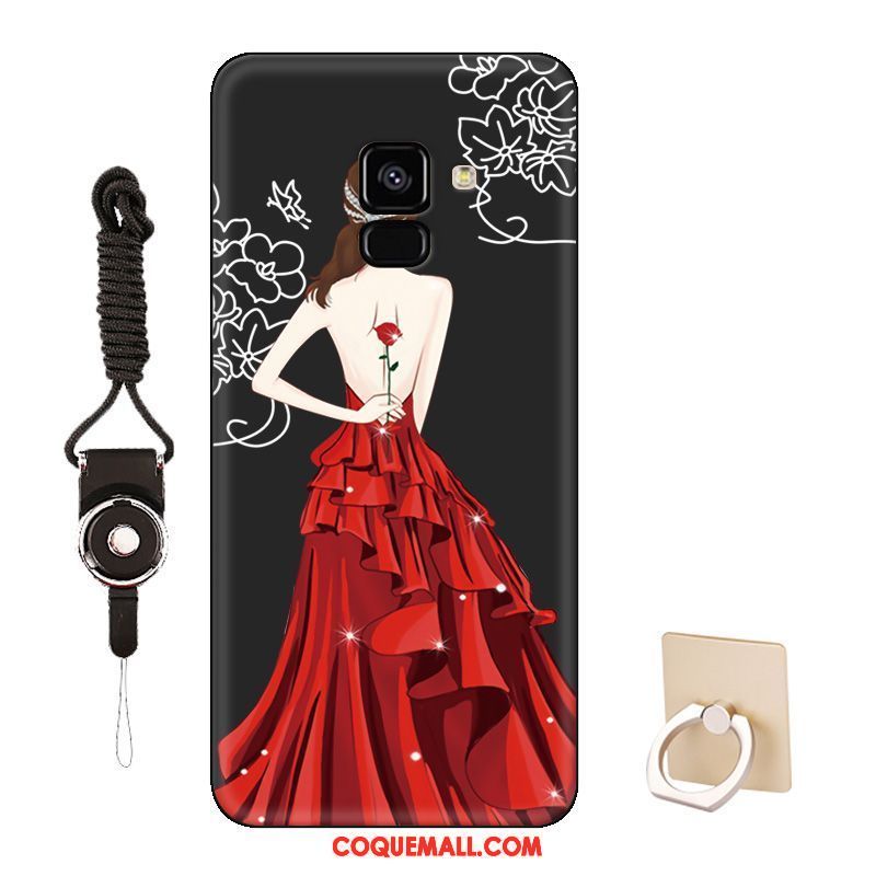 Étui Samsung Galaxy J6 Personnalisé Tendance Rouge, Coque Samsung Galaxy J6 Dessin Animé Amoureux