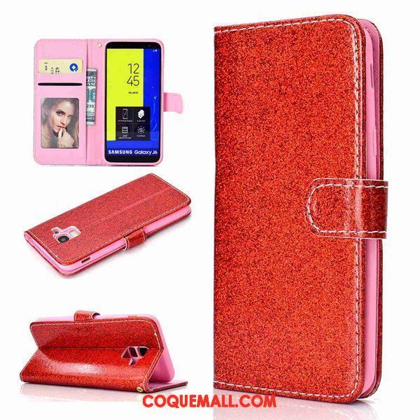 Étui Samsung Galaxy J6 Portefeuille Ornements Suspendus Violet, Coque Samsung Galaxy J6 Incassable Téléphone Portable