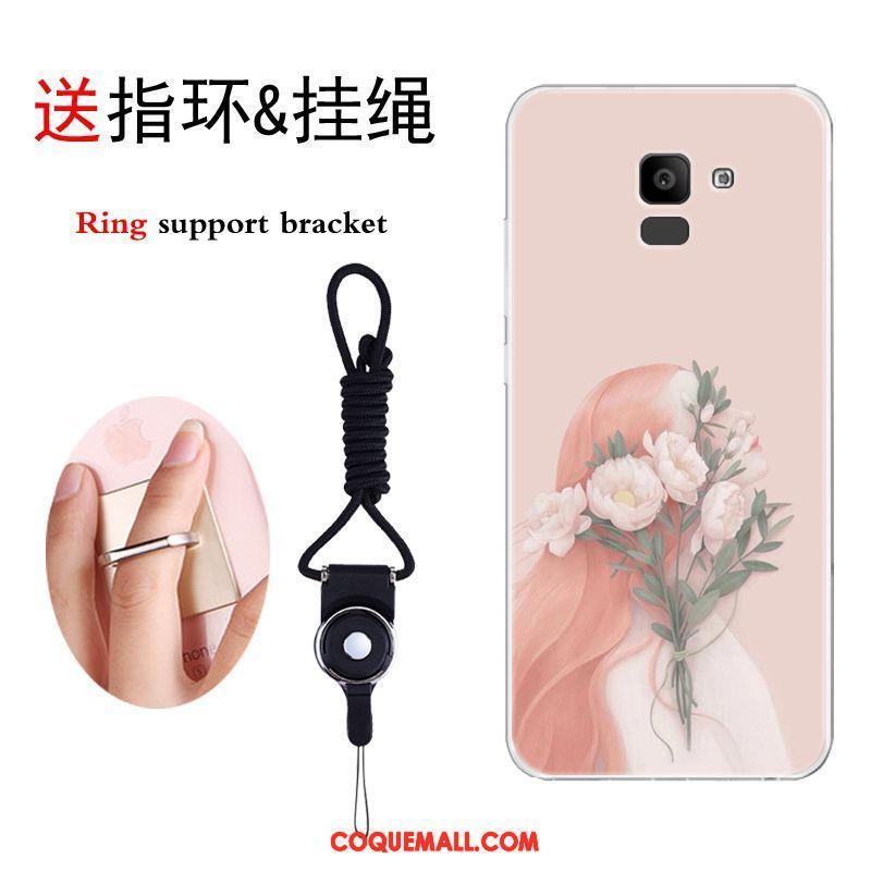 Étui Samsung Galaxy J6 Protection Rose Tendance, Coque Samsung Galaxy J6 Dessin Animé Silicone