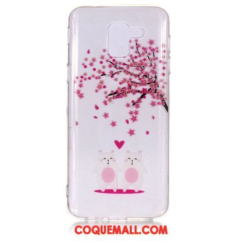 Étui Samsung Galaxy J6 Rose Protection Dessin Animé, Coque Samsung Galaxy J6 Tout Compris Fluide Doux