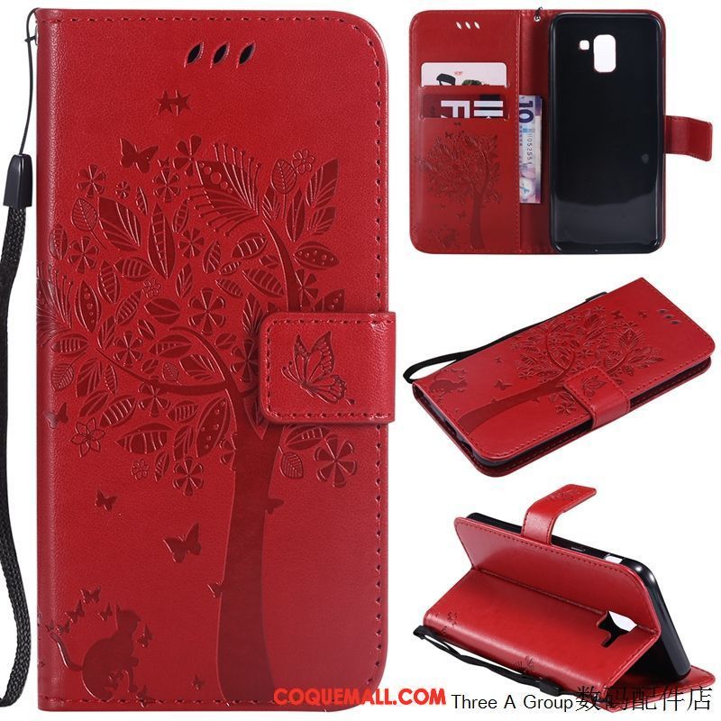 Étui Samsung Galaxy J6 Rouge Tout Compris Protection, Coque Samsung Galaxy J6 Étoile Téléphone Portable