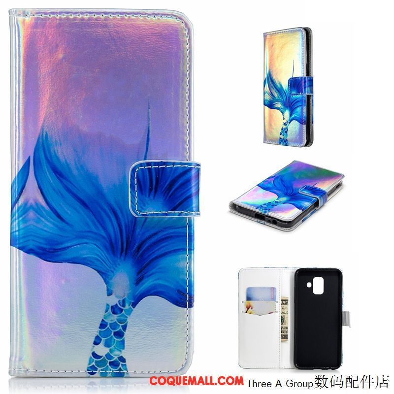 Étui Samsung Galaxy J6 Étoile Créatif Protection, Coque Samsung Galaxy J6 Téléphone Portable Bleu