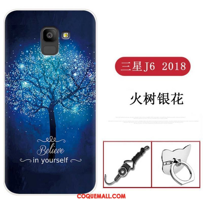 Étui Samsung Galaxy J6 Étoile Tout Compris Silicone, Coque Samsung Galaxy J6 Fluide Doux Une Agrafe