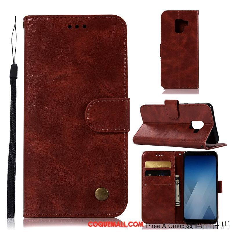 Étui Samsung Galaxy J6 Étui En Cuir Téléphone Portable Rouge, Coque Samsung Galaxy J6 Carte Étoile