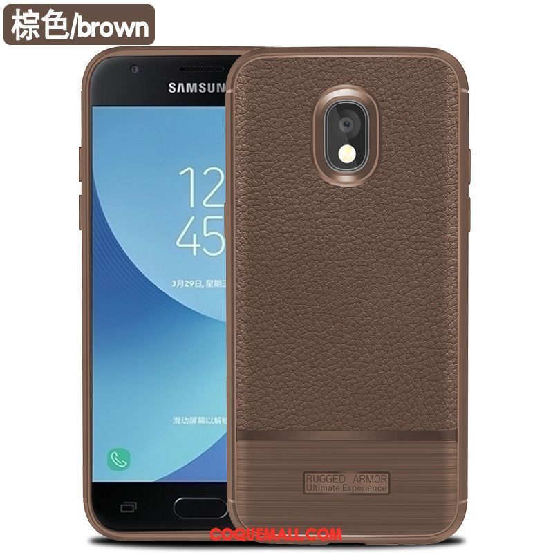 Étui Samsung Galaxy J7 2017 Silicone Soie Fluide Doux, Coque Samsung Galaxy J7 2017 Étoile Litchi Braun