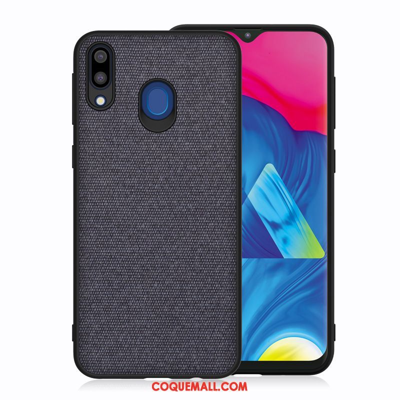 Étui Samsung Galaxy M20 Bleu Incassable Tissu, Coque Samsung Galaxy M20 Silicone Étoile Braun