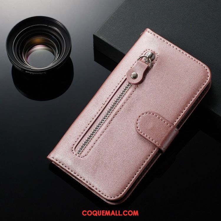 Étui Samsung Galaxy M20 Carte En Cuir Fluide Doux, Coque Samsung Galaxy M20 Or Rose Portefeuille