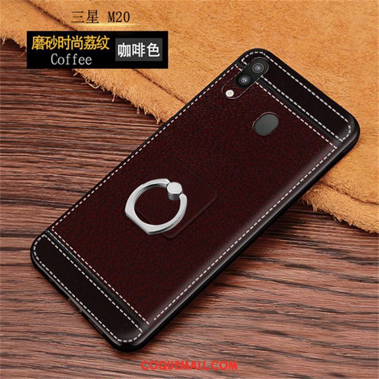 Étui Samsung Galaxy M20 Litchi Cuir Cool, Coque Samsung Galaxy M20 Délavé En Daim Étoile