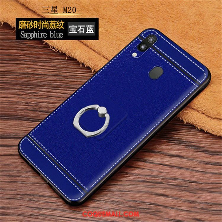 Étui Samsung Galaxy M20 Litchi Cuir Cool, Coque Samsung Galaxy M20 Délavé En Daim Étoile