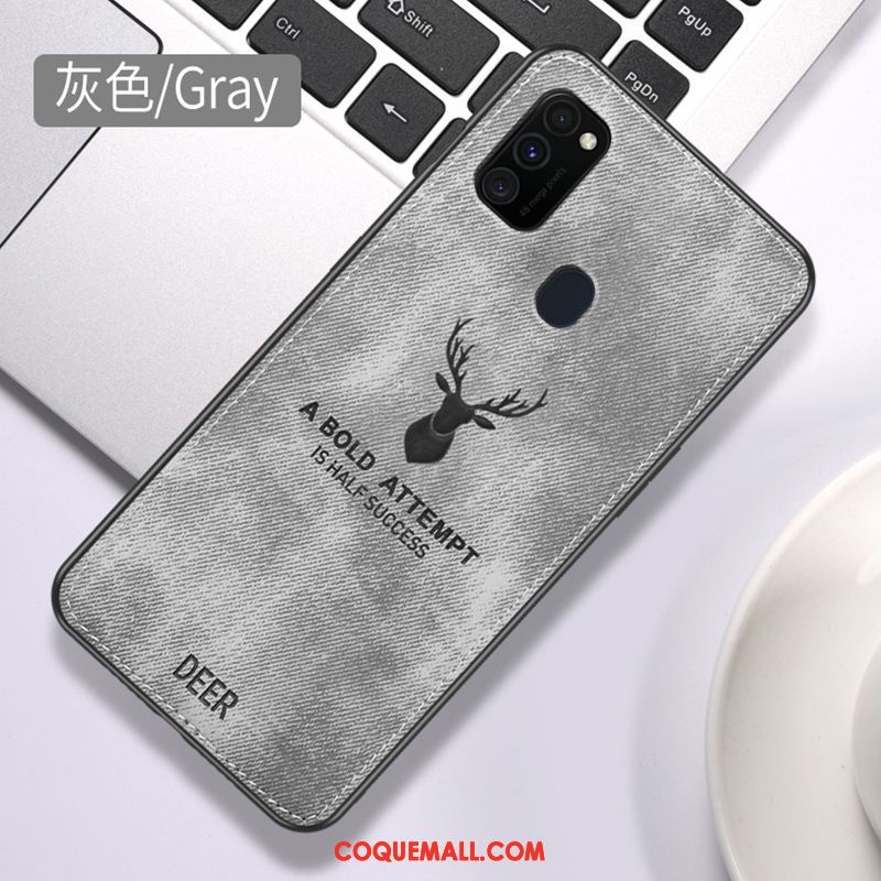 Étui Samsung Galaxy M30s Anneau Incassable Modèle Fleurie, Coque Samsung Galaxy M30s Tissu Ornements Suspendus