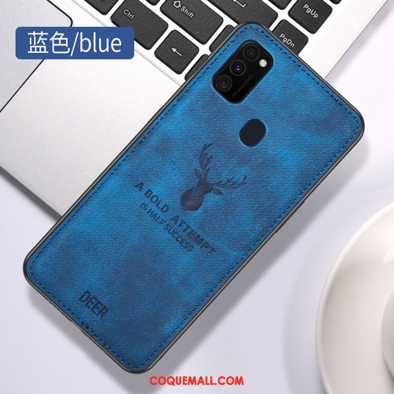 Étui Samsung Galaxy M30s Anneau Incassable Modèle Fleurie, Coque Samsung Galaxy M30s Tissu Ornements Suspendus