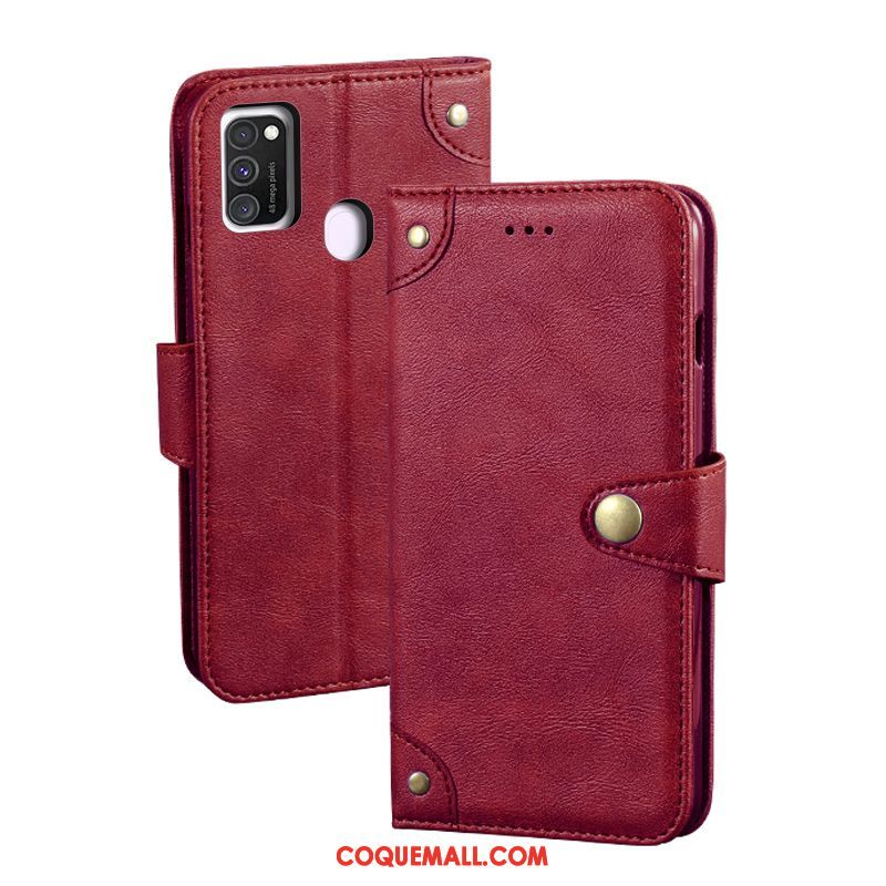 Étui Samsung Galaxy M30s Carte Marque De Tendance Vintage, Coque Samsung Galaxy M30s Rouge Étoile