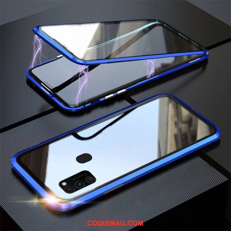 Étui Samsung Galaxy M30s Nouveau Incassable Verre, Coque Samsung Galaxy M30s Rouge Simple