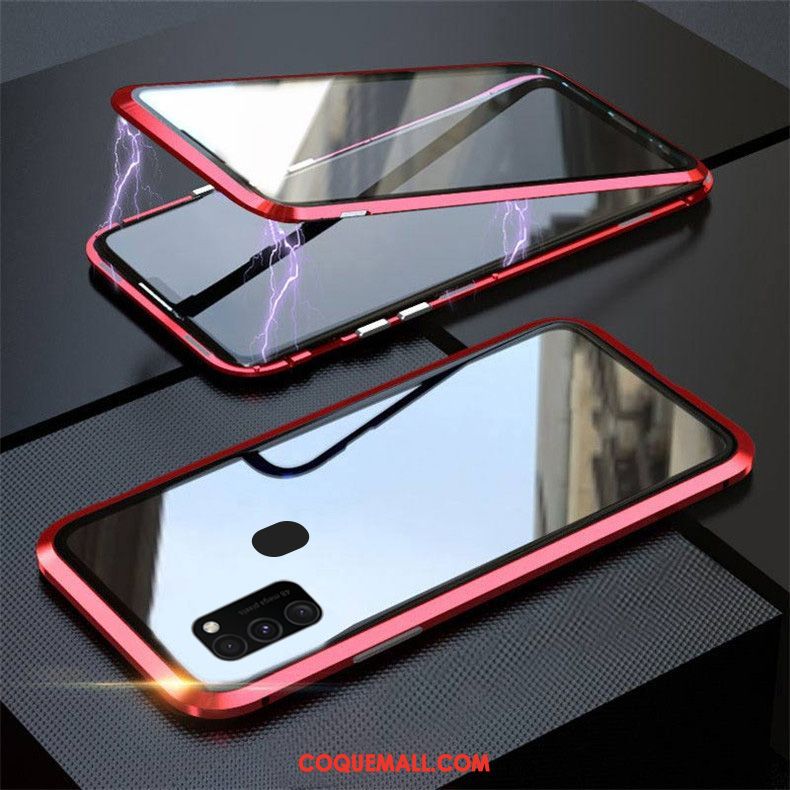 Étui Samsung Galaxy M30s Nouveau Incassable Verre, Coque Samsung Galaxy M30s Rouge Simple