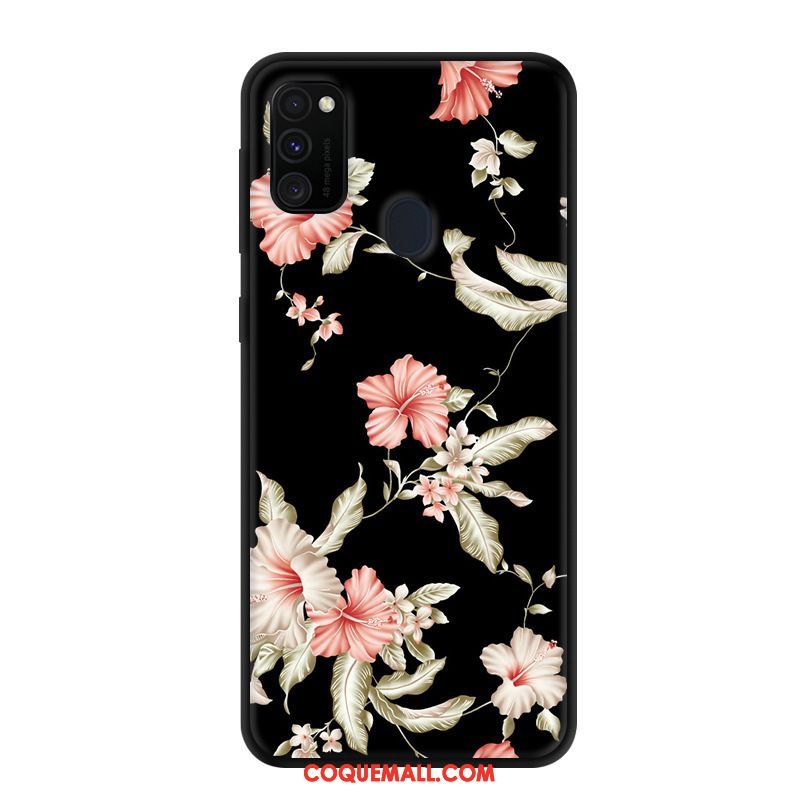 Étui Samsung Galaxy M30s Protection Fluide Doux Rose, Coque Samsung Galaxy M30s Délavé En Daim Net Rouge