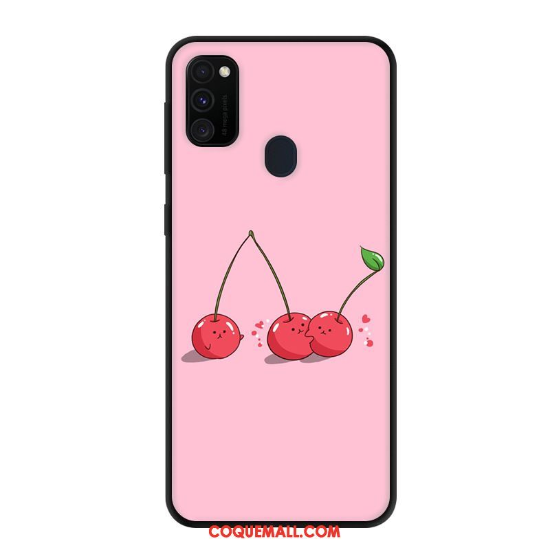 Étui Samsung Galaxy M30s Protection Fluide Doux Rose, Coque Samsung Galaxy M30s Délavé En Daim Net Rouge