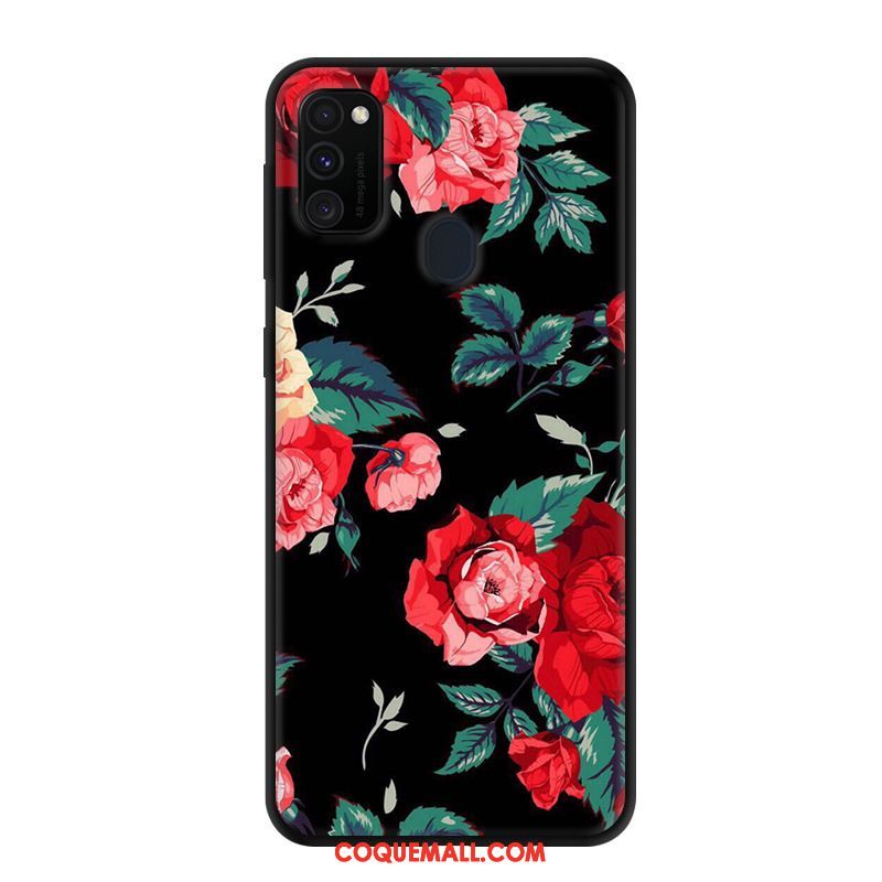 Étui Samsung Galaxy M30s Protection Fluide Doux Rose, Coque Samsung Galaxy M30s Délavé En Daim Net Rouge