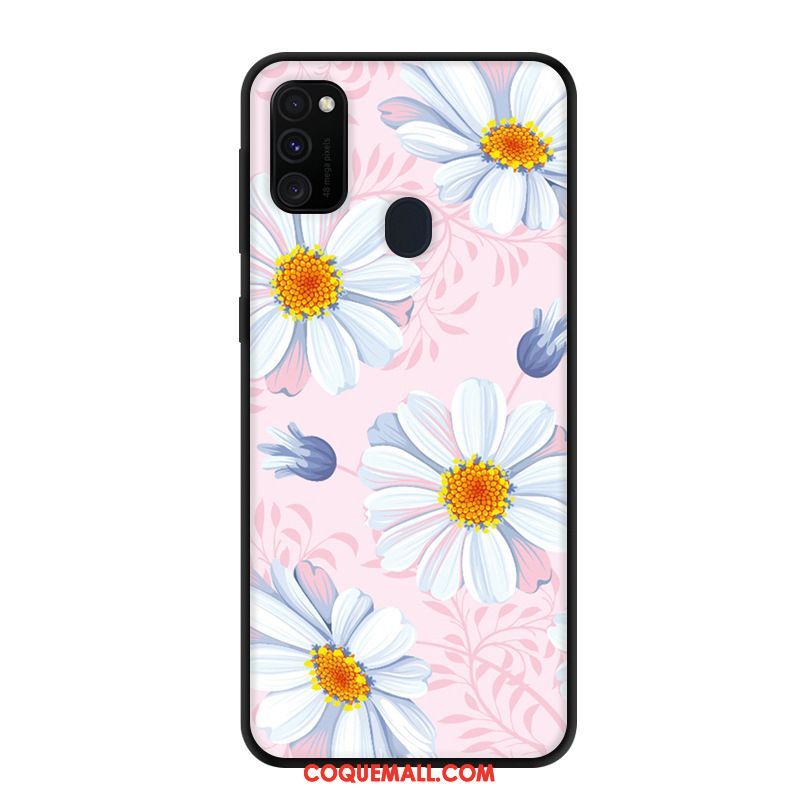 Étui Samsung Galaxy M30s Protection Fluide Doux Rose, Coque Samsung Galaxy M30s Délavé En Daim Net Rouge