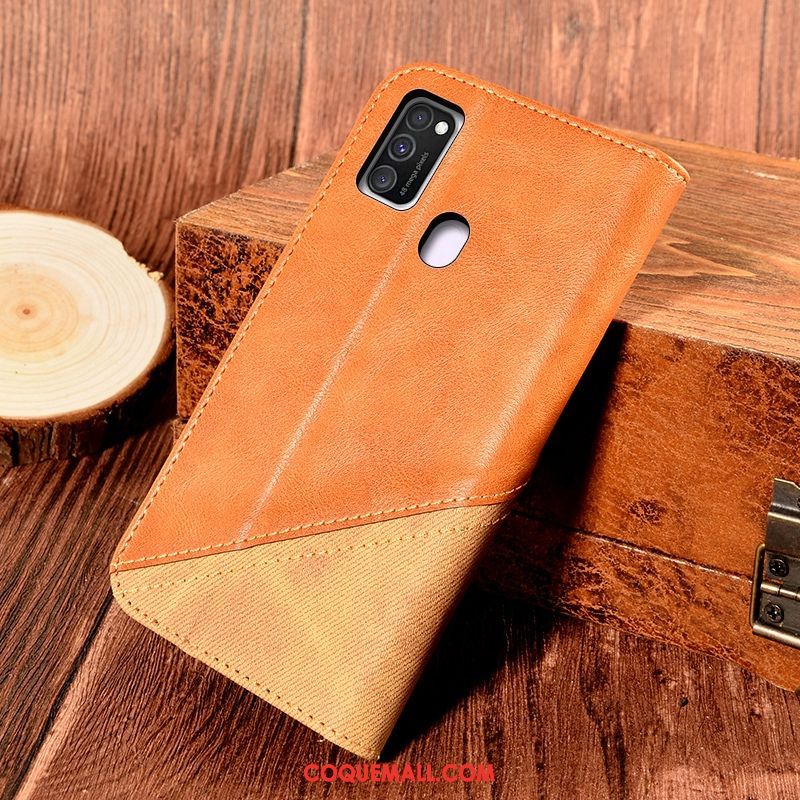 Étui Samsung Galaxy M30s Support Vent En Cuir, Coque Samsung Galaxy M30s Épissure Carte