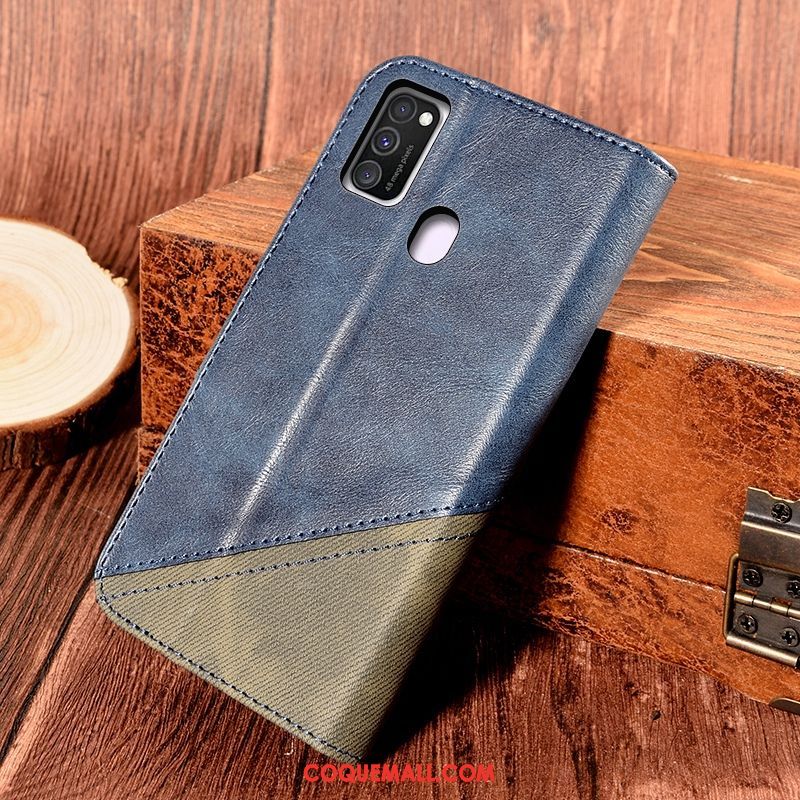 Étui Samsung Galaxy M30s Support Vent En Cuir, Coque Samsung Galaxy M30s Épissure Carte