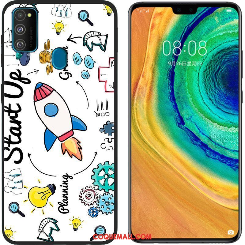 Étui Samsung Galaxy M30s Tissu Rose Peinture, Coque Samsung Galaxy M30s Fluide Doux Téléphone Portable