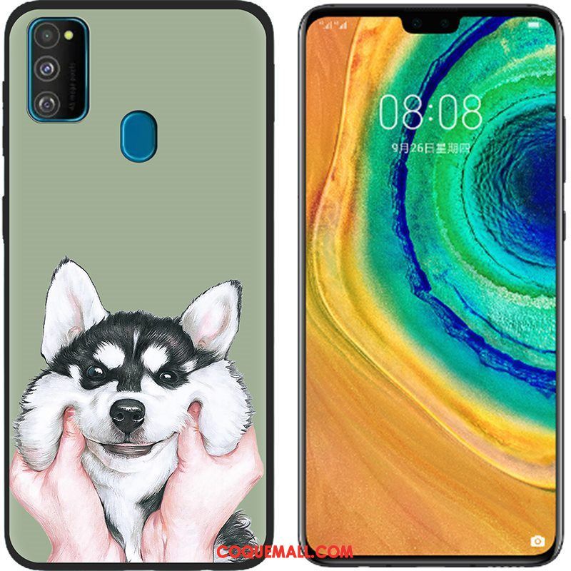 Étui Samsung Galaxy M30s Tissu Rose Peinture, Coque Samsung Galaxy M30s Fluide Doux Téléphone Portable