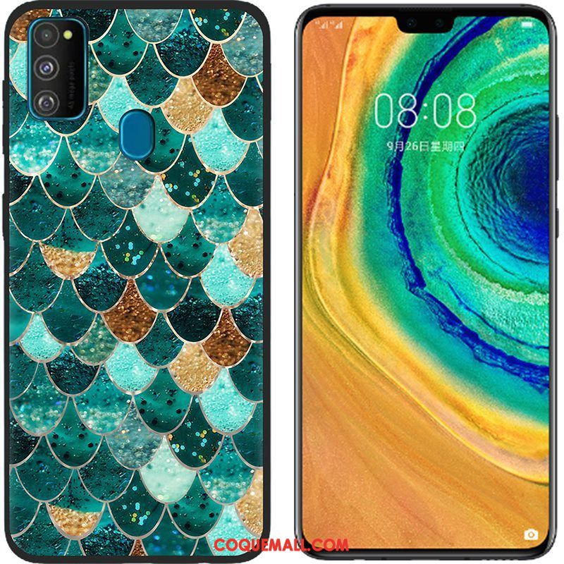 Étui Samsung Galaxy M30s Tissu Rose Peinture, Coque Samsung Galaxy M30s Fluide Doux Téléphone Portable