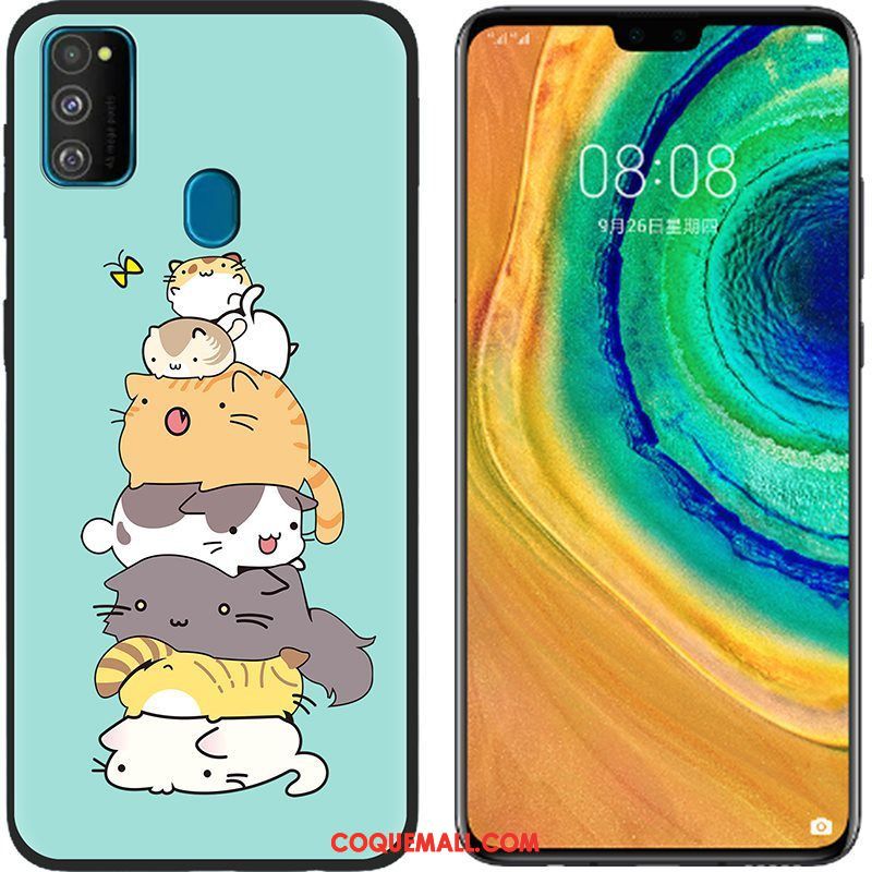 Étui Samsung Galaxy M30s Tissu Rose Peinture, Coque Samsung Galaxy M30s Fluide Doux Téléphone Portable