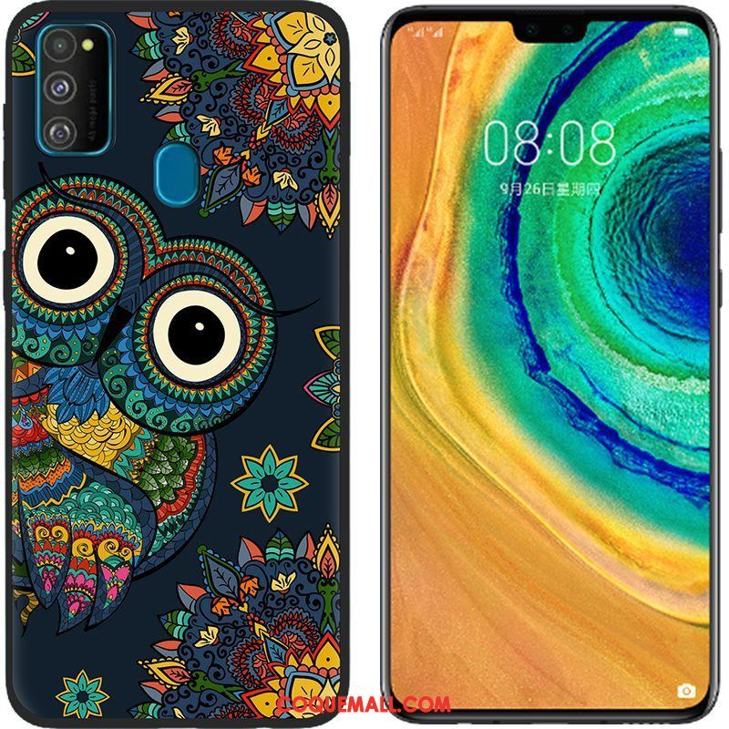 Étui Samsung Galaxy M30s Tissu Rose Peinture, Coque Samsung Galaxy M30s Fluide Doux Téléphone Portable