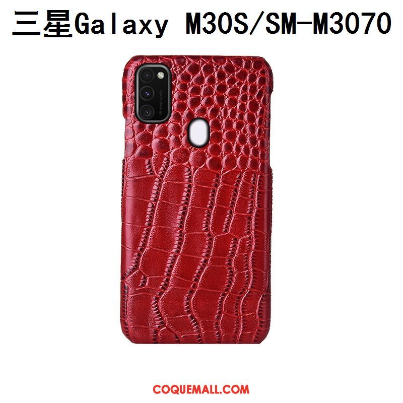 Étui Samsung Galaxy M30s Téléphone Portable Mode Luxe, Coque Samsung Galaxy M30s Protection Cuir Véritable Braun