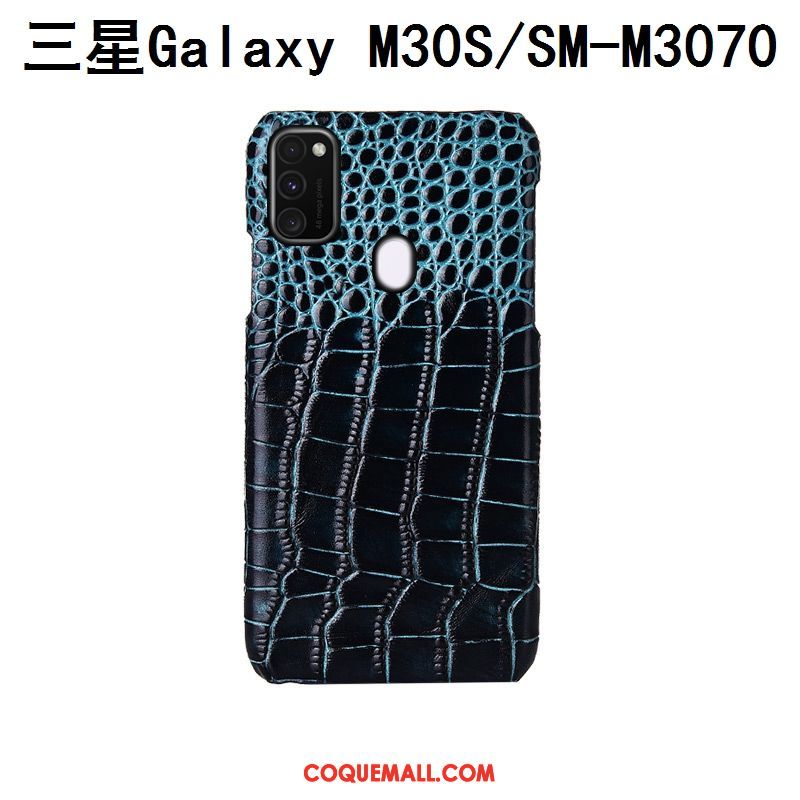 Étui Samsung Galaxy M30s Téléphone Portable Mode Luxe, Coque Samsung Galaxy M30s Protection Cuir Véritable Braun