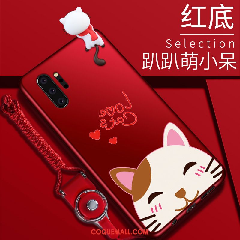 Étui Samsung Galaxy Note 10+ Anneau Protection Délavé En Daim, Coque Samsung Galaxy Note 10+ Support Rouge