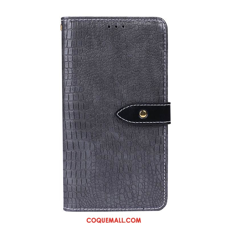 Étui Samsung Galaxy Note 10+ Crocodile Modèle Incassable Protection, Coque Samsung Galaxy Note 10+ Gris En Cuir