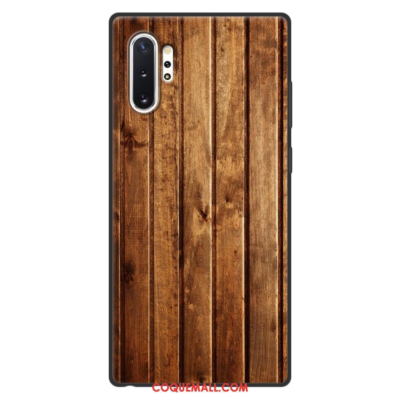 Étui Samsung Galaxy Note 10+ Gris Téléphone Portable Silicone, Coque Samsung Galaxy Note 10+ Grain De Bois Étoile