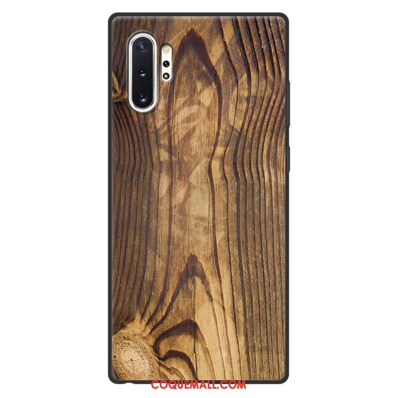 Étui Samsung Galaxy Note 10+ Gris Téléphone Portable Silicone, Coque Samsung Galaxy Note 10+ Grain De Bois Étoile