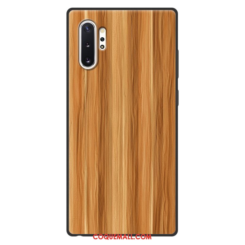 Étui Samsung Galaxy Note 10+ Gris Téléphone Portable Silicone, Coque Samsung Galaxy Note 10+ Grain De Bois Étoile