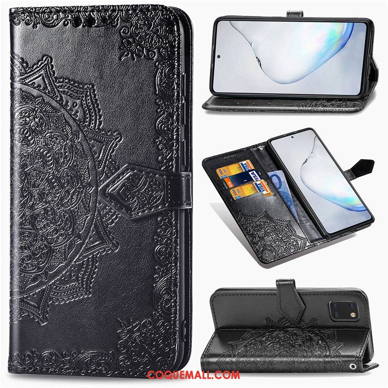 Étui Samsung Galaxy Note 10 Lite En Relief Couleur Unie Téléphone Portable, Coque Samsung Galaxy Note 10 Lite Gaufrage En Cuir