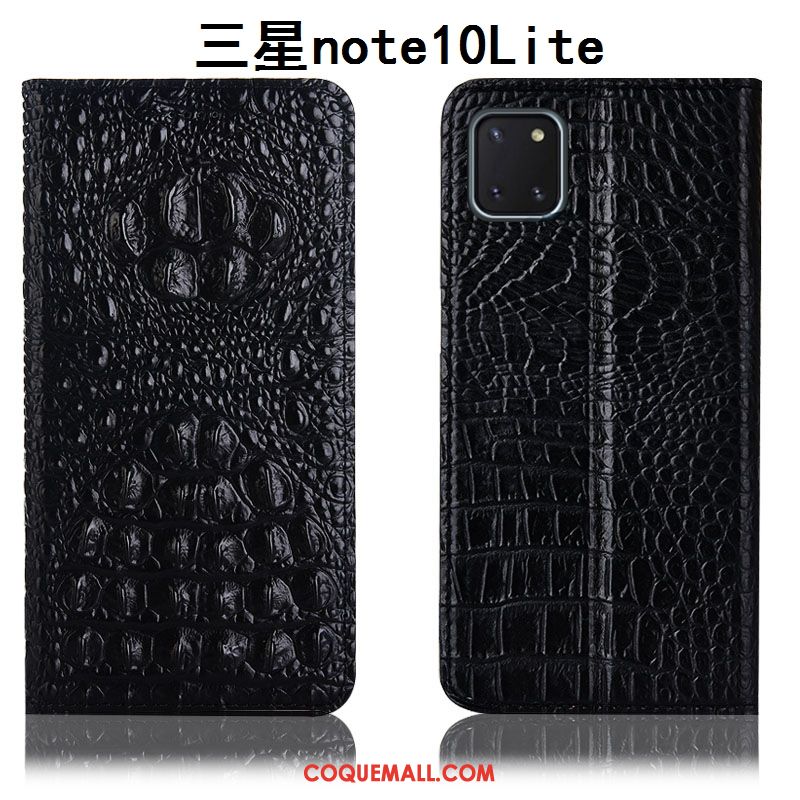 Étui Samsung Galaxy Note 10 Lite Noir En Cuir Téléphone Portable, Coque Samsung Galaxy Note 10 Lite Tout Compris Modèle Fleurie