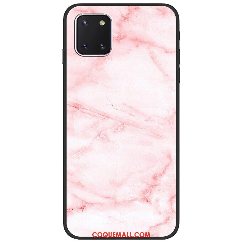 Étui Samsung Galaxy Note 10 Lite Noir Rose Tendance, Coque Samsung Galaxy Note 10 Lite Étoile Délavé En Daim