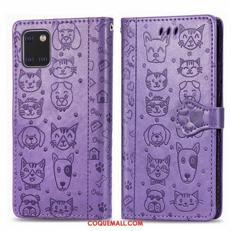 Étui Samsung Galaxy Note 10 Lite Violet Téléphone Portable En Cuir, Coque Samsung Galaxy Note 10 Lite Étoile Couleur Unie