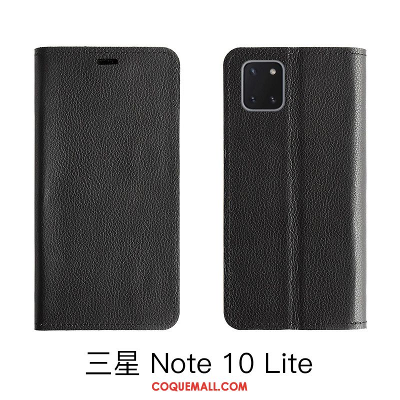 Étui Samsung Galaxy Note 10 Lite Étoile Rouge En Cuir, Coque Samsung Galaxy Note 10 Lite Litchi Bovins