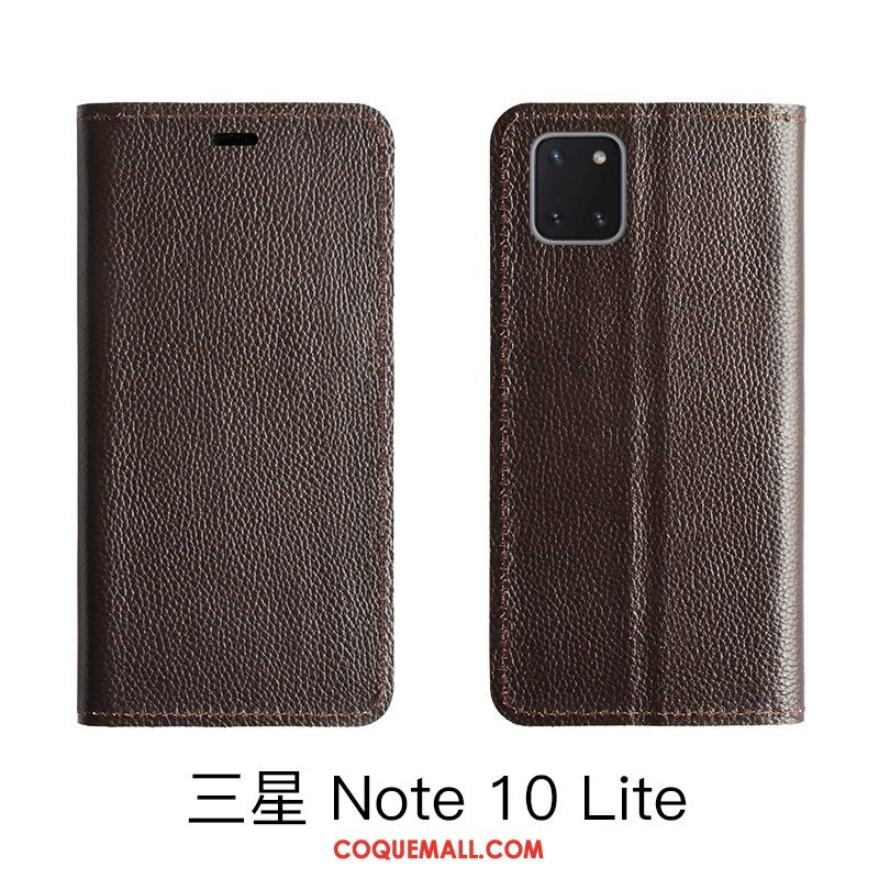 Étui Samsung Galaxy Note 10 Lite Étoile Rouge En Cuir, Coque Samsung Galaxy Note 10 Lite Litchi Bovins