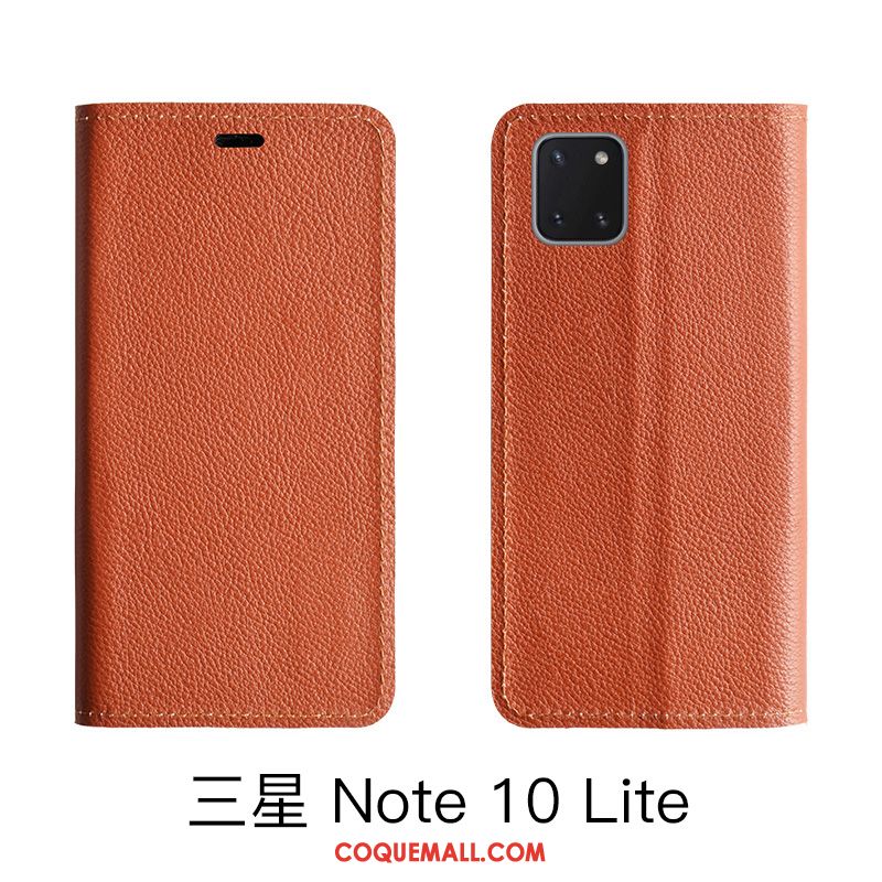 Étui Samsung Galaxy Note 10 Lite Étoile Rouge En Cuir, Coque Samsung Galaxy Note 10 Lite Litchi Bovins