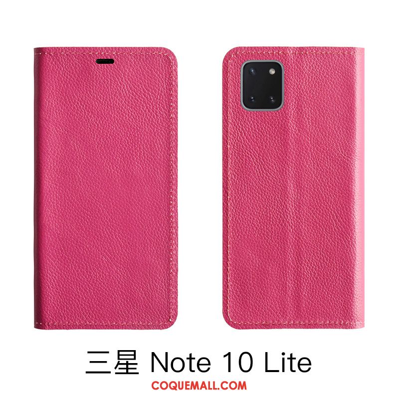 Étui Samsung Galaxy Note 10 Lite Étoile Rouge En Cuir, Coque Samsung Galaxy Note 10 Lite Litchi Bovins