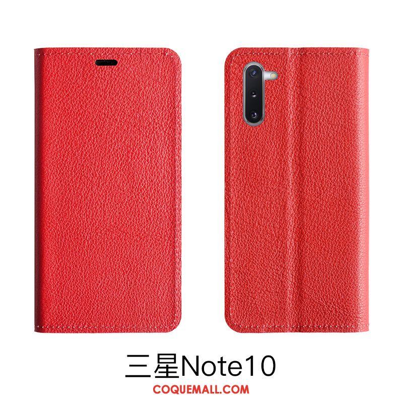 Étui Samsung Galaxy Note 10 Lite Étoile Rouge En Cuir, Coque Samsung Galaxy Note 10 Lite Litchi Bovins