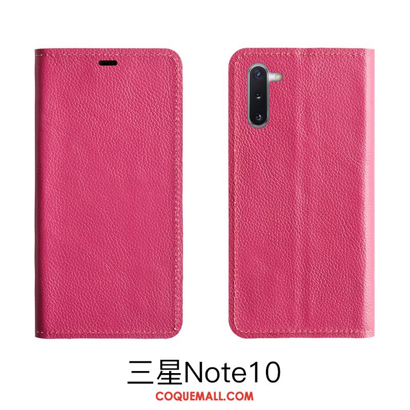 Étui Samsung Galaxy Note 10 Lite Étoile Rouge En Cuir, Coque Samsung Galaxy Note 10 Lite Litchi Bovins