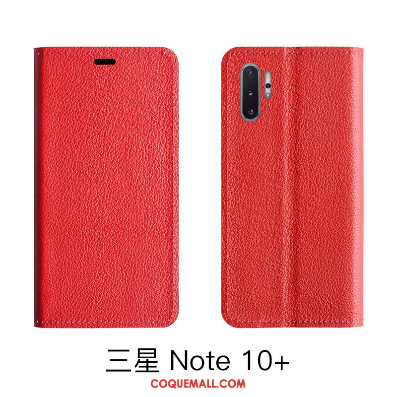 Étui Samsung Galaxy Note 10 Lite Étoile Rouge En Cuir, Coque Samsung Galaxy Note 10 Lite Litchi Bovins