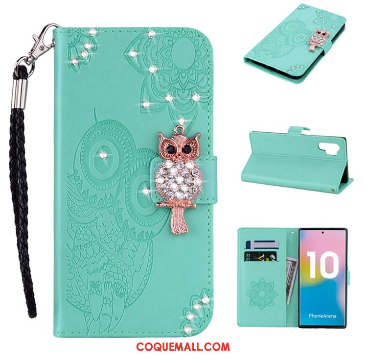 Étui Samsung Galaxy Note 10+ Or En Cuir Étoile, Coque Samsung Galaxy Note 10+ Téléphone Portable