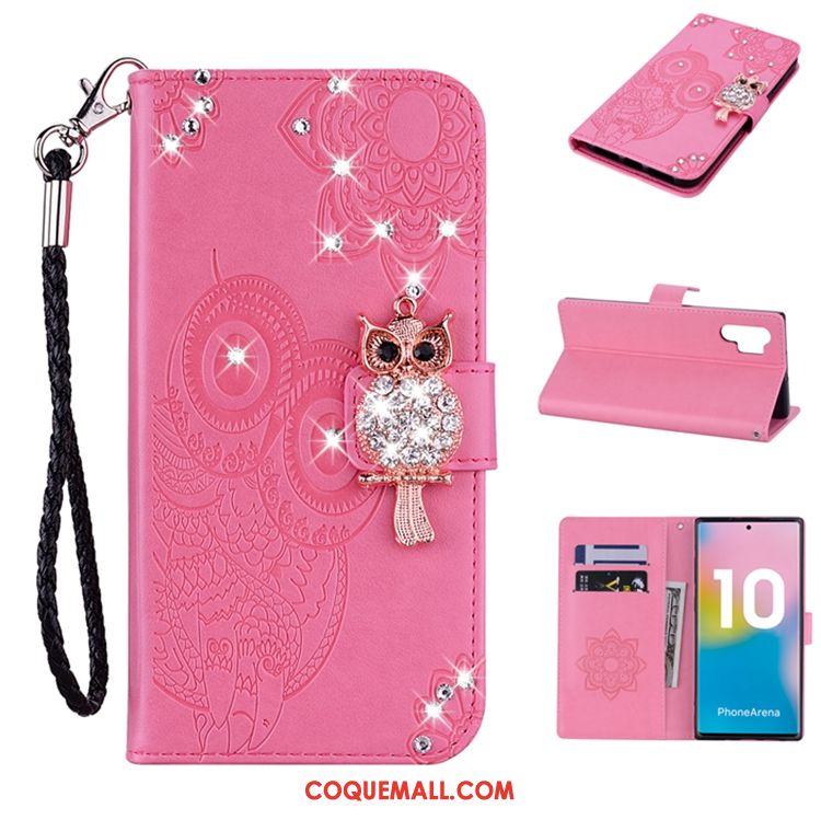 Étui Samsung Galaxy Note 10+ Or En Cuir Étoile, Coque Samsung Galaxy Note 10+ Téléphone Portable