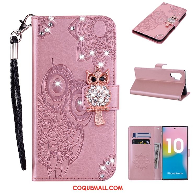 Étui Samsung Galaxy Note 10+ Or En Cuir Étoile, Coque Samsung Galaxy Note 10+ Téléphone Portable